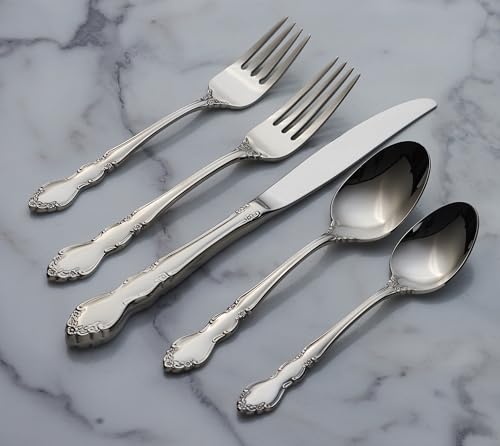 20-Piece Flatware Set for 4 - Elegant Silverware with Swirling Floral Design