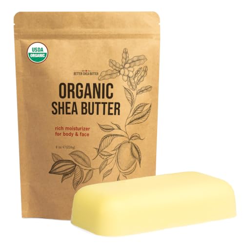 Organic Raw Shea Butter 8 oz - Unrefined, USDA Certified, Natural Moisturizer
