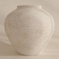 White Large Round Vase for Flowers - 11 Inch Rustic Textured Modern Farmhouse Decor