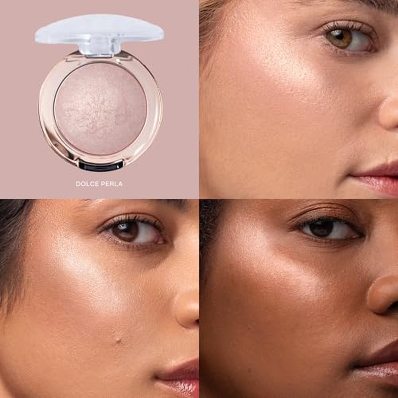 Milani Baked Highlighter - Long-Lasting Powder for Natural Radiant Glow- Buildable & Blendable Face Makeup with Lit-From-Within Finish- Vegan, Cruelty-Free & Talc-Free, Made in Italy, Dolce Perla
