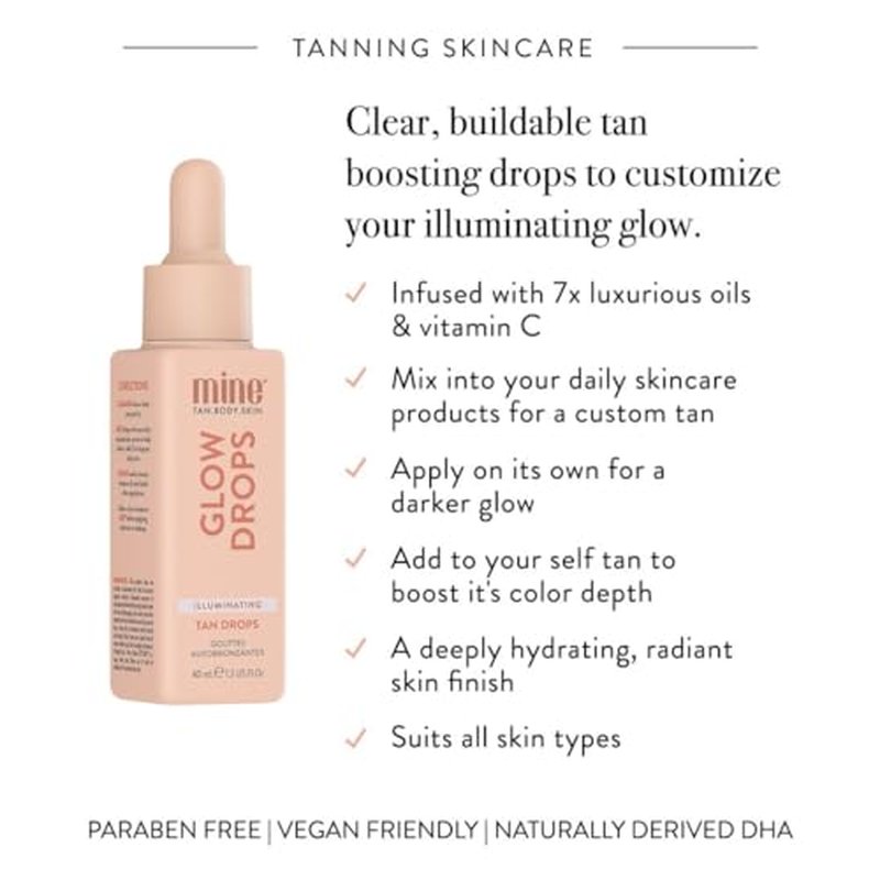 MineTan Facial Tanning Skincare | Facial Self Tan Collection - Glowy Dark Tan Results, Use Daily to Build Your Bronze, Vegan Friendly, Cruelty Free