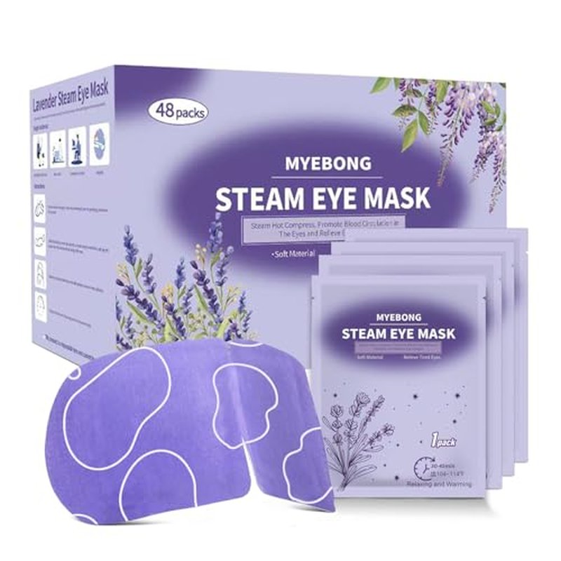 48 Packs Steam Eye Mask for Eyes, Warm Compress Eye Mask, Self Heating Eye Masks Help for Eye Spa, Disposable Heated Eyes Mask for Sleeping Relief Stress Eye Fatigue(Lavender)