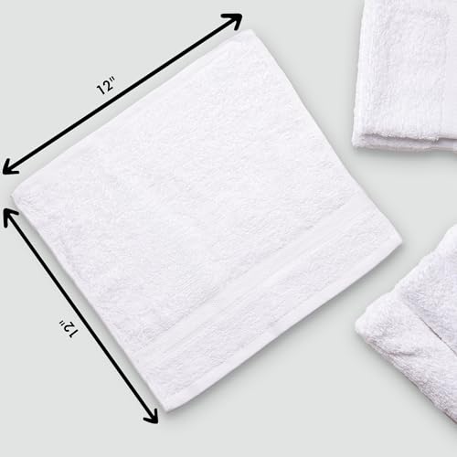 Luxury Cotton Washcloths 24 Pack - 12x12 Inch Spa-Quality Face Towels