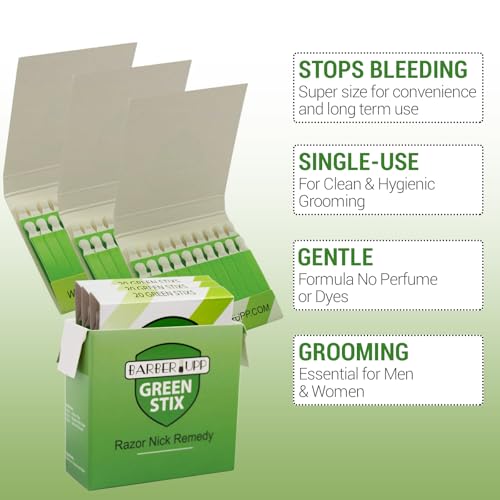 Styptic Stick Shave Accessories (Green Stix, 3 Pack) Stops Bleeding For Razor Nicks For Men & Women - Sanitary and Great For Barbers or Personal