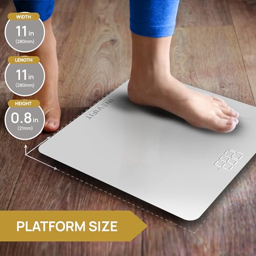 INEVIFIT Silver Digital Bathroom Scale - Accurate Body Weight Monitor
