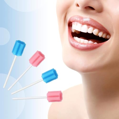 Outus 300pcs 3.74 Inch Disposable Mouth Swabs Soft Sponge Tips, Pink & Blue