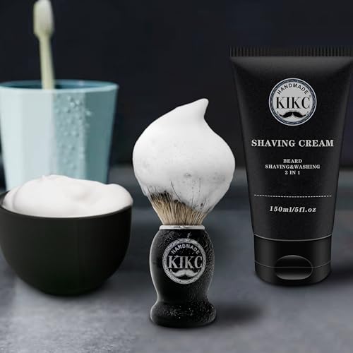 Black 5-in-1 Shaving Kit with Handcrafted Badger Brush & Accessories – Perfect Gift