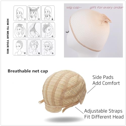 FWHWJ Cosplay Wigs for Women Retro 50s-70s Light Copper Flip Bob Party Costume