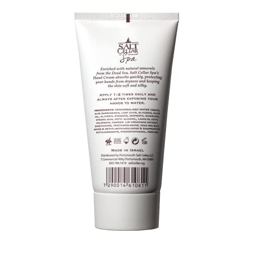 Salt Cellar Spa Dead Sea Mineral Hand Cream, Moisturizer Lotion for Dry, Cracked Skin Enriched with Glycerin, Olive Oil, Paraben Free, Fast Absorbing, 5.1 FL oz (150 ml)