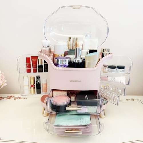 Upgrade Large Makeup Organizer Countertop Vanity Organizer Cosmetic Organizer Makeup Storage Box Bathroom Counter Organizer Perfume Skincare Organizers Gift Women Clear Design Easy Visibility