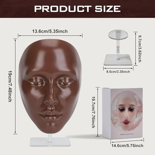 CHADWICK 5D makeup Practice Face Board, Silicone Makeup Mannequin Face, Reusable Beginner Practice Eye Makeup Face for Makeup Artist, Girl's Gift Or Professionals (Black)