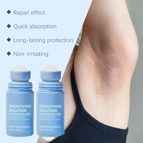 Ingrown Hair Treatment Serum, Smoothing Solution Ingrown Hair Treatment Roller, Gentle Exfoliation, for Underarms, Legs, and Chest, for Visibly Clearer, Smoother Skin (2pcs)