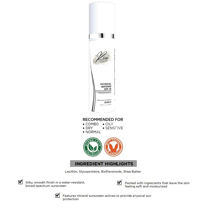 Ria Physical Daily Defense SPF 40 Face Sunscreen & Moisturizer, Lightweight & Non-Greasy