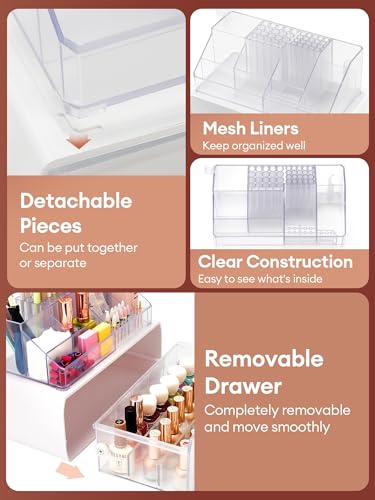 Acrylic Nail Drill Organizer with Drawer - White, Large Capacity, Professional Nail Tool Storage