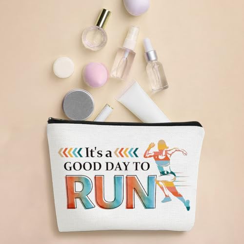 Running Accessories for Women, 4 Pcs Runner Makeup Bag Gifts Set, Cross Country Running Essentials, Track and Field Pouch, Marathon Gifts for Runners Women, Sports Cosmetic Bag