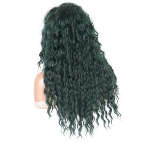 Long Curly Green Wig for Women - Deep Emerald 26 Inch Costume & Cosplay Hair