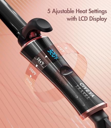 CIVEYA Travel Curling Iron 3/4 Inch - Black, Dual Voltage, Compact & Lightweight
