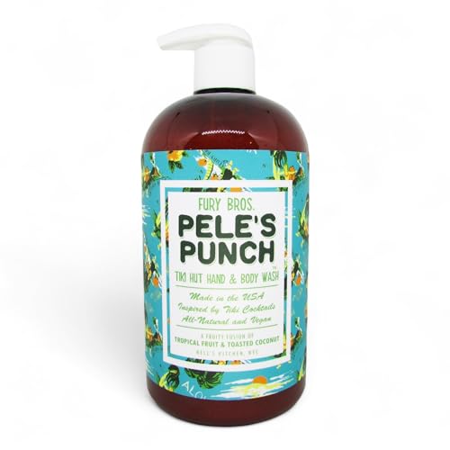 FURY BROS. Tiki Hut Hand & Body Wash Pele¡¯s Punch | Tropical Fruit & Toasted Coconut | Natural Ingredients | Made in USA | Inspired by Tiki Cocktail Recipes | Cruelty-Free | 16 oz