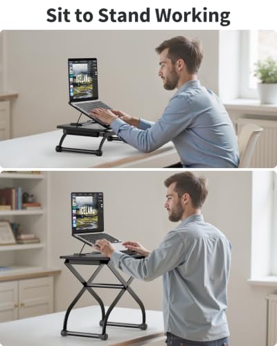 Small Adjustable Laptop Desk Stand - Ergonomic Standing Converter