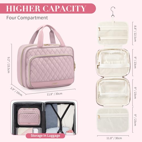 Travel Toiletry Bag for Women with Hanging Organizer - Pinkish Purple
