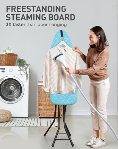 Blue 14x43-Inch 2-in-1 Ironing and Steaming Board with Adjustable Height