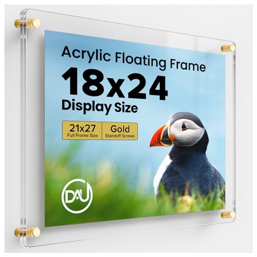 Gold Standoffs for 18x24 Inch Acrylic Floating Frame - Single Wall Mount