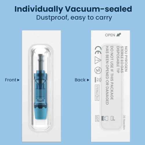 15Pcs Microneedling Pen Cartridges for Dr Pen M8S, A11, 0.25mm, 5x36Pin & 5x18Pin & 5xRound Nano - Home Use