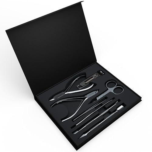 Suvorna Manicure Pedicure Set with Toenail Clippers & Nail Tools - Black 8 Pcs