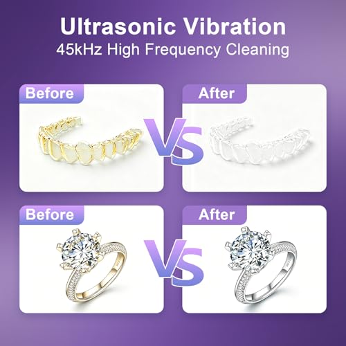 Portable Ultrasonic Retainer Cleaner Machine - White, 200ml, UV & Ultrasound