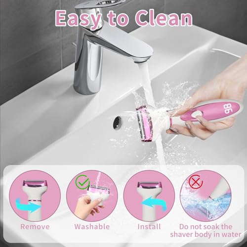 Electric Razor for Women Men,4 in 1 Painless Ladies Wet & Dry Body Razors and Facial Hair Remover,Rechargeable Led Display Hair Removal Kit for Nose Face Body Leg Bikini Arm Hair