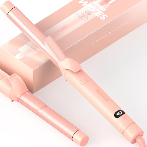 Bekind Peach 1-Inch Automatic Rotating Curling Iron - Tourmaline Ceramic, Dual Voltage
