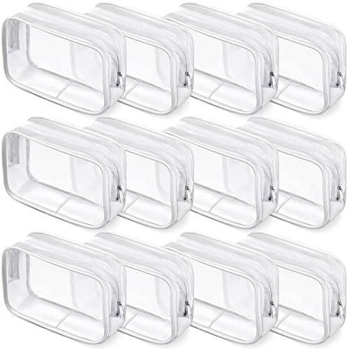 Weewooday 12 Large Clear PVC Cosmetic Bags with Zipper - White