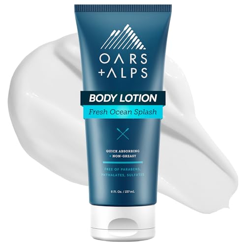 Oars + Alps Body Lotion, Moisturizing Body Lotion with Vitamin E, Shea Butter & Magnesium for All Skin Types, Hydrating, Soothing, Quick Absorbing, Non Greasy, Fresh Ocean Splash, 8oz