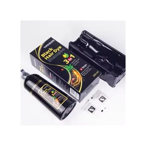 Black Hair Dye Shampoo, 3-in-1 Natural Formula, 500ml