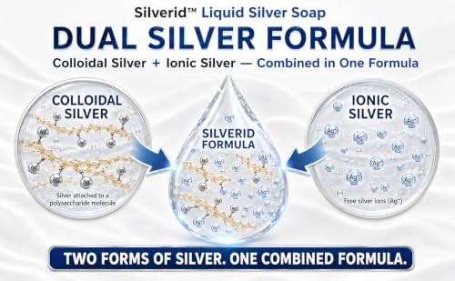 Liquid Silver Body Wash - Colloidal Silver Face Hand & Body Cleanser - Natural & Gentle
