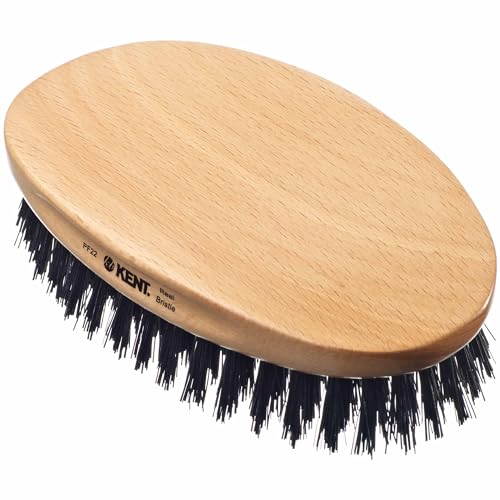 Kent PF22 Oval Black Military Brush - Boar & Nylon Bristle Grooming Brush - Variation PF22