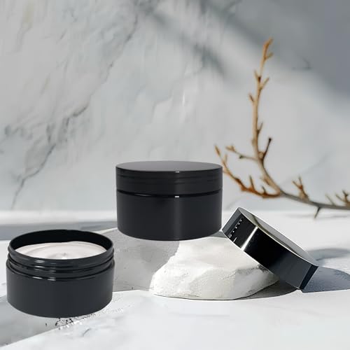25 Pcs Black Plastic Cosmetic Jars 8oz Refillable Travel Containers with Lids