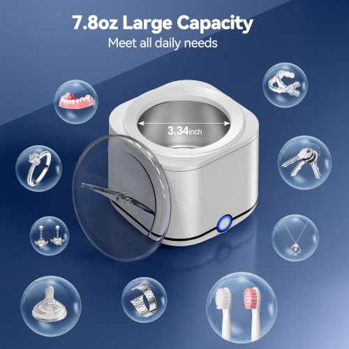Miorcols Ultrasonic Retainer & Jewelry Cleaner 48kHz 7.8OZ Dental & Jewelry Cleaning Pod