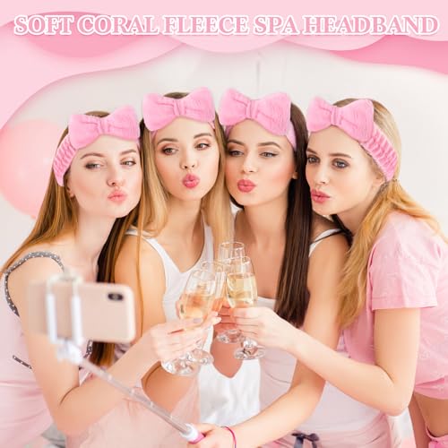 Pink Spa Headbands Bulk - Classic Pattern, 25 Pack, Elastic & Soft Coral Fleece