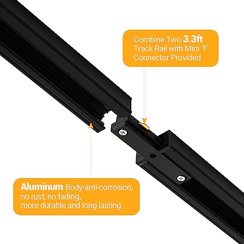 20FT H Track Lighting Rails Kit - Black, Includes Connectors & End Caps