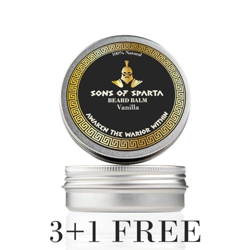 Sons Of Sparta Vanilla Beard Balm for Men | All?Natural Shea & Argan Oil Conditioner, Softener & Styler for Coarse Beard | 2?oz