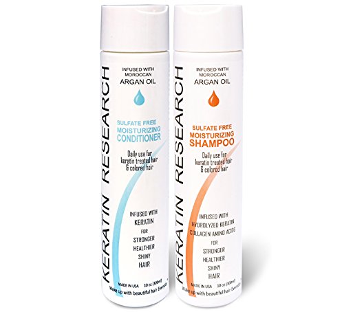 Keratin Research Argan Oil Infused Sulfate-Free Shampoo & Conditioner Set 10 Fl Oz 2 Pack