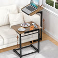 Brown 2-Pack Adjustable TV Tray Tables with Tilt & Phone Slot - Foldable Couch Side Desks