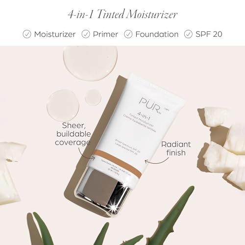 Medium Tinted Moisturizer SPF 20 - 4-in-1 Hydrating Face Primer & Foundation - Vegan, Paraben-Free