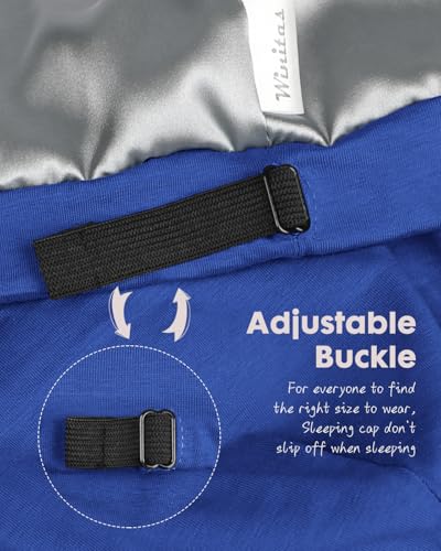 Men's Satin Sleep Cap 2-Pack - Medium Black & Royal Blue Curly Hair Bonnets