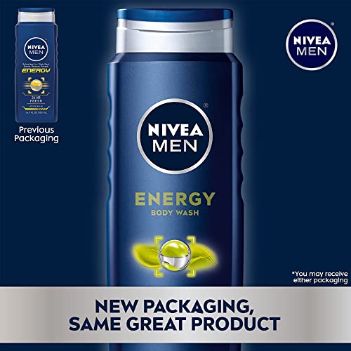 Men's 3-in-1 Energy Body Wash with Mint & Cedarwood - Paraben Free, Vegan, 16.9 Fl Oz (Pack of 3)