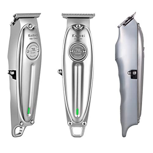 Cordless T-Blade Beard & Hair Trimmer for Men — Silver, KM-19499