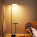 Black 36W LED Floor Lamp with Table, Dimmable Tall Standing Light with Remote