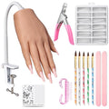 Wilfniee Practice Hand Kit for Beginners - Silicone Fake Nail Hand with Deep Nail Tips