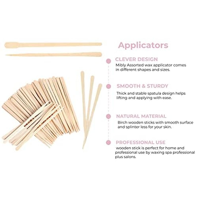 Mibly 1000 Pcs Wooden Wax Sticks - Eyebrow, Lip, Nose Small Waxing Applicator Sticks for Hair Removal and Smooth Skin - Spa and Home Usage